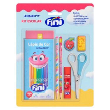 Imagem de Kit Escolar Fini 12 Lápis de Cor + Lápis Grafite Estampado + Apontador