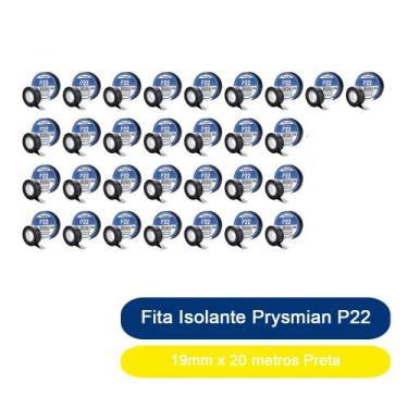 Imagem de Kit 30 Fita Isolante Prysmian P22 19mm x 20 metros Preta