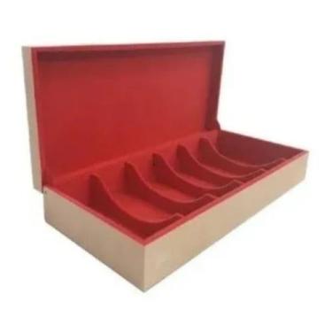 Imagem de caixa organizadora porta oculos 6 divisorias mdf flocadas, Vermelho