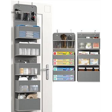 Imagem de Hioya Organizador sobre a porta, armazenamento de 6 prateleiras, armazenamento de banheiro RV, organizador de armazenamento atrás da porta, organizador de pendurar na parte traseira da porta para armário de quarto de fraldas de brinquedo, cinza