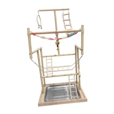 Imagem de Generic Parrot Bird Playground Periquito Bird Play Stand Exercício Toy Gaiola Acessórios Wood Perch Gym Playpen para Budgie Araras, 18.9x13.19x37.2inch