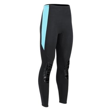 Imagem de Generic Calças de neoprene para mergulho, calças leggings térmicas de 1.5mm para manter o calor, calças de surf para natação, canoagem, mergulho, Azul, XL Feminino
