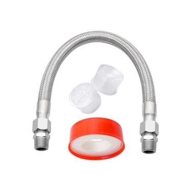 Imagem de Mangueira jumper de compressor de nível industrial, com NPT macho de 3/10.2 cm, comprimento 450 PSI e 398.9 °C, e dois adaptadores machos de 3/10.2 cm (ambos os encaixes giram livremente)