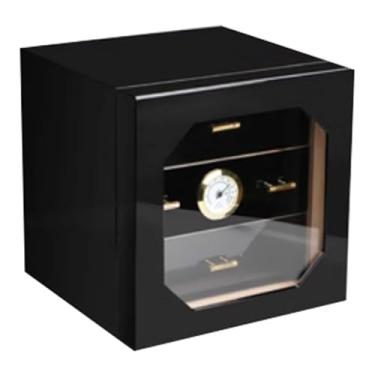 Imagem de Pequeno Caixa de charutos suave de três camadas, madeira de cedro, caixa hidratante para charutos, laca de piano, pode acomodar aproximadamente 50 charutos Feito à mão