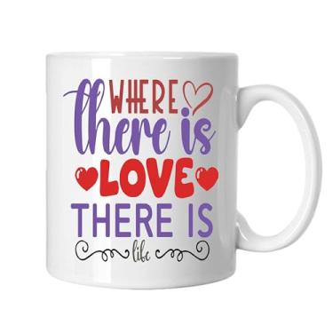 Imagem de SpreadPassion Caneca de café Where There Is Love There Is Life, presente para namorado e namorada, ideia de presente de dia dos namorados, presente para marido e esposa, ideia de presente de