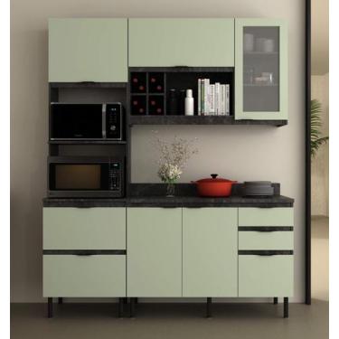 Imagem de Armário de Cozinha Completa Modulada Reta 6 Peças 180cm CZ1203 Begônia