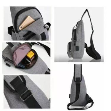 Imagem de Mochila Bag Unissex Transversal Ombro Com Entrada Usb Sortida Passeio 