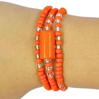 Imagem de Pulseira Guia de Proteção Orixá Iansã Laranja - Balaio de Santo, 19 cm