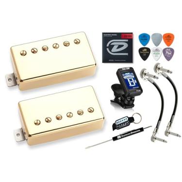 Imagem de Conjunto Humbucker Seymour Duncan Hot Rodded Matched SH-2n Jazz SH-4 JB Guitar Pickup Tonebird Bundle Perfeito para Blues, Rock, Country e Metal (capa dourada)