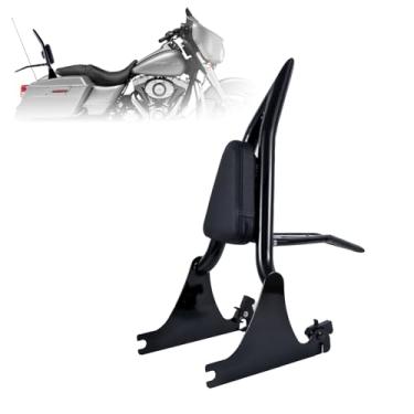 Imagem de Kinglemc Suporte de bagagem Sissy Bar ajustável com trava para Harley CVO Softail Deluxe FLSTNSE (preto brilhante)