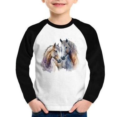 Imagem de Camiseta Raglan Infantil Cavalo e Égua Manga Longa - Foca na Moda, Bra