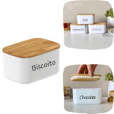 Imagem de Pote Hermético Tampa De Bambu Organizador Porta Mantimentos 650ml (Biscoito)