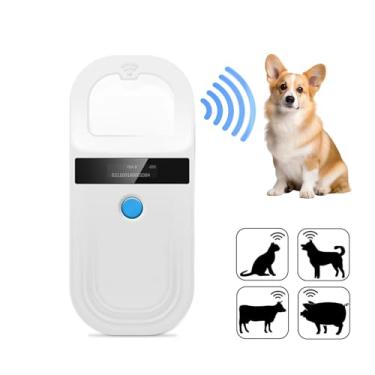 Imagem de Scanner de microchip para animais de estimação ISO11784/85/FDX-B/EMID, leitor portátil de animais de estimação de 134,2 kHz, recarregável, para cão/gato/porco/animal (branco)