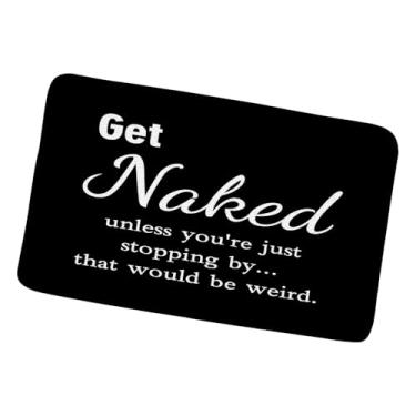 Imagem de ZZYSKS Get Naked Tapete de banho citações engraçadas palavras fofas preto moderno moda banheiro tapetes quarto cozinha banheiro chão capacho 45 x 75 cm