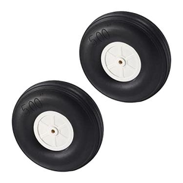 Imagem de Fielect 5 inch RC Model Airplane Super Light Sponge Tire Tail Wheel Tire and Wheel Sets for RC Car Airplane PU Sponge Tire with Plastic Hub 2 Pcs