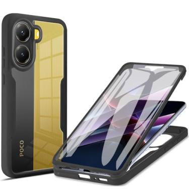 Imagem de Ephoou Capa transparente para Xiaomi Poco X7 Pro com protetor de tela, camada dupla, à prova de choque, à prova de poeira, tudo incluído, capa para Xiaomi Poco X7 Pro QB-preta