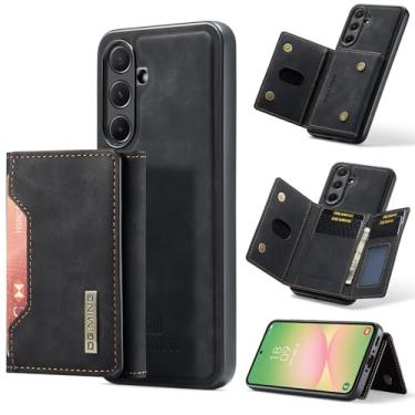 Imagem de Capa carteira de couro magnética destacável 2 em 1 para Samsung A56 5G, 8 compartimentos para cartão, recurso de suporte, TPU à prova de choque e capa de telefone de couro premium (preto)