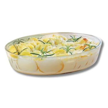 Imagem de 1 Travessa Vidro Oval 2,4L Forno Assados Sobremesa Doces Servir - Casa