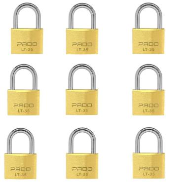 Imagem de Kit 10 Unidades Cadeado Latão 35mm Pado Segredos Diferentes