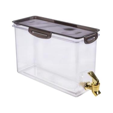 Imagem de Pote Plástico Reservatório de Água Galão Travas 6 Litros Dispenser Torneira Bebida Plasútil Preto