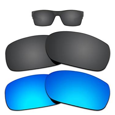 Imagem de Kygear Lentes de substituição à prova de brilho de 12 mm adequadas para óculos de sol Oakley Twoface polarizadas, pacote com 2 (armadura preta e azul oceano)