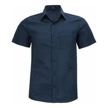Imagem de Camisa Manga Curta Lbl Comfort Com Bolso Não Amassa 3028, Azul, Marinh