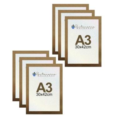 Imagem de Kit 6 Porta Retrato Molduras A3 30x42 Dourado - Santamaria Molduras