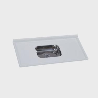 Imagem de Pia de Cozinha em Mármore Sintético com Cuba em Aço Inox 120cmx55cm Aj Rorato