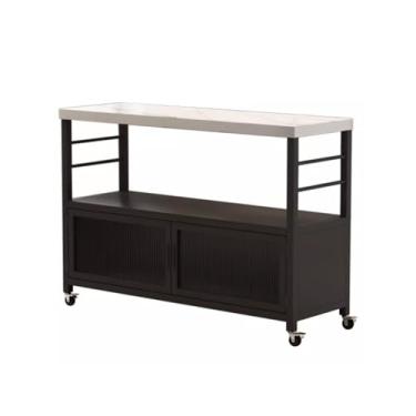 Imagem de Carrinho de Armazenamento Mesa de ilha de cozinha Mesa de cozinha Rack de armazenamento de aparador móvel aberto Carrinho de Armazenamento
