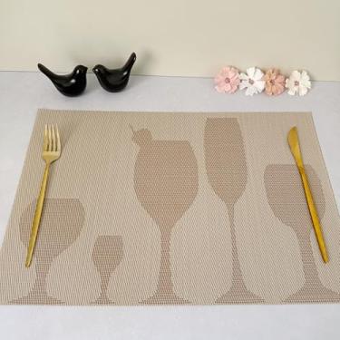 Imagem de Lugar Jogo Americano Retangular Mesa Posta Jantar Cozinha Sousplat Descanso De Prato Decorativo 1pç(Taças Marrom Claro)