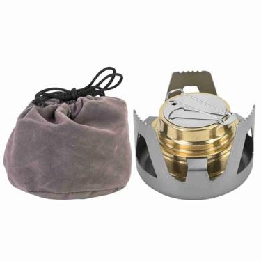 Imagem de Fogão portátil e leve a álcool com potência de fogo ajustável para acampamento e caminhada (cinza)