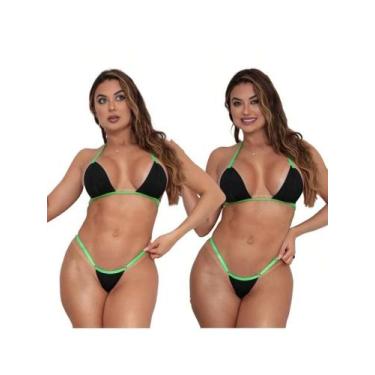 Imagem de Kit 2 Conjunto Biquíni Fita Fio Dental Regulagem Marquinha - Meu Biqui