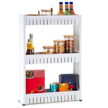 Imagem de Armário Prateleira Organizador Estante Lateral Para Cozinha Banheiro Quarto E Lavanderia(Preto)