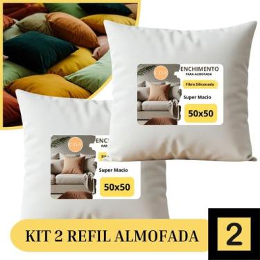 Imagem de Kit 2 enchimento almofada refil fibra siliconada 50x50 antimofo - CIA 