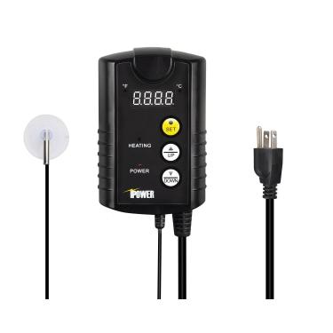 Imagem de iPower GLHTMTCONTROL Controlador de termostato digital para tapete de aquecimento de 4,4 a 42 graus Celsius para répteis germinação de sementes, fermentação e preparação, preto
