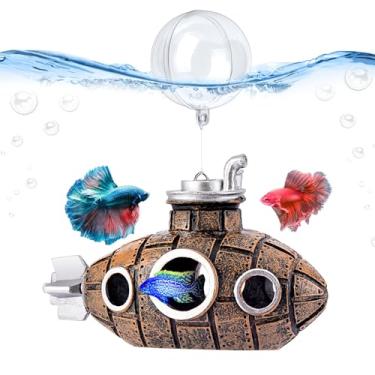 Imagem de Decoração de aquário flutuante, decoração retrô de aquário submarino com duas bolas flutuantes, acessório resinoso para aquário de peixes, brinquedo seguro para peixe Betta Ciclídeo, peixe-dourado, camarões, caranguejos eremita
