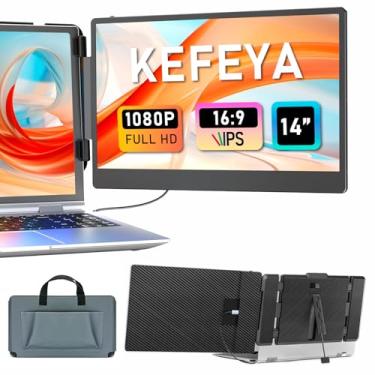 Imagem de KEFEYA Extensor de Tela Para Laptop, Monitor Portátil de 14 Polegadas Para 13-17 Polegadas, Extensor de Monitor IPS FHD 1080p Com Porta USB-C/HDMI, Plug and Play