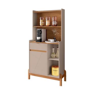 Imagem de Cantinho Do Café Bari Com 1 Porta E Pés De Madeira Maciça Off White cedro