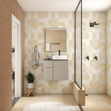 Imagem de Gabinete Para Banheiro Em Aço Com Tampo De Vidro Cinza