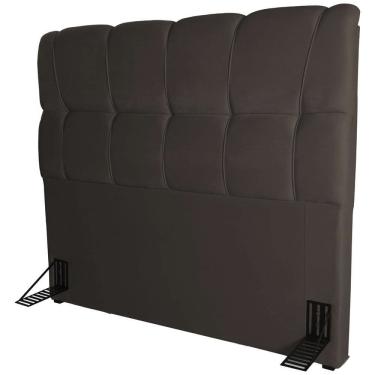 Imagem de Cabeceira Estofada Lara Queen Tecido Platinum 160x130x20cm Marrom Hellen Estofados E Colchões