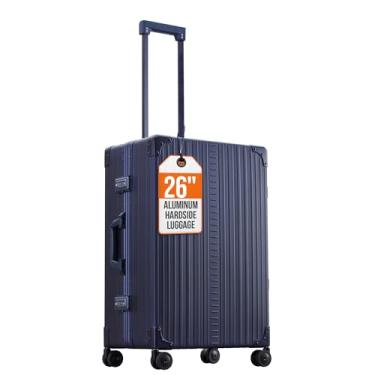 Imagem de Aleon Bagagem de mão de alumínio leve de 66 cm – Mala de mão rígida, aprovada pela TSA, mala rígida para viagens, bagagem com rodas rígidas aprovadas por companhias aéreas, Safira, One_Size, Clássico