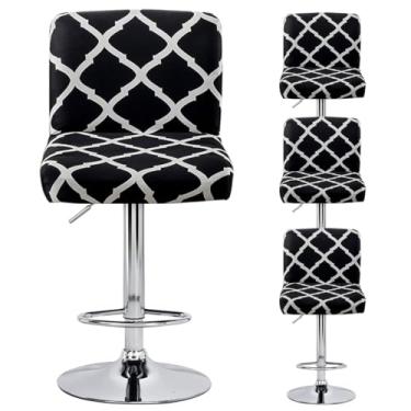 Imagem de Levoberg Conjunto De 4 Capas Para Bancos Bar, Giratórias E Sem Braços, Estampadas, Com Encosto Elástico, Altura Balcão Quadrada, Estilo Moderno #1