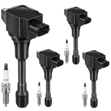 Imagem de ZYFZZDS Conjunto De 4 Bobinas Ignição E Velas Para Nissan Altima Versa Sentra Rogue Cube Nv200 1.6L 1.8L 2.0L 2.5L Substituição Uf549 C1696 5C1753 22448Ja00A 9029