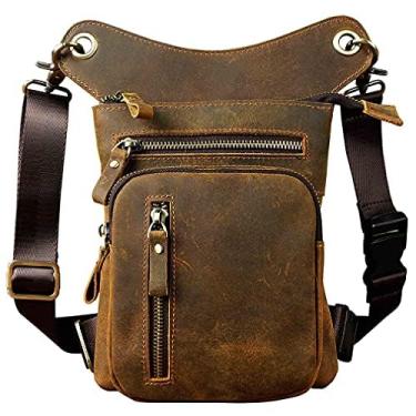 Imagem de Hebetag Pochete De Couro Para Atividades Ao Ar Livre, Bolsa Perna Caída Homens E Mulheres, Viagens, Esportes, Motocicleta, Bicicleta, Ciclismo, Tática, Caminhada, Ombro Transversal, Mochila Casual A