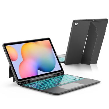 Imagem de JUQITECH Capa Protetora Para Teclado E Trackpad Samsung Galaxy Tab S6 Lite 10.4" 2024/2022/2020, Sm-P620/P625/P610/P613/P615/P619, Com Suporte Touchpad Magnético Sem Fio Retroiluminação