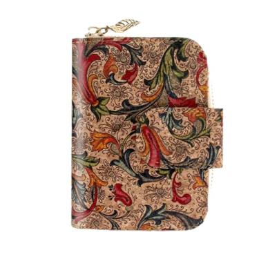 Imagem de boshiho Carteira vegana de cortiça, bolsa feminina, design fino com zíper e porta-cartões, bolso para moedas, presente vegano ecológico, Flor, 13*9.5*3cm, Carteira de cortiça