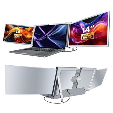 Imagem de RayCue Extensor De Tela Tripla Para Laptop, [Apenas 1 Cabo Conectar], 14'' Fhd 1080P 16:10 Usb-C Windows Macos, Plug And Play 13-17,3'' Tipo-C/Usb-A