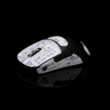 Imagem de Hokeyio Fita aderente para Ninjutso Sora V2 - antiderrapante, controle aprimorado, resistência ao suor, melhora a aderência FPS Gaming e a proteção do mouse [pré-corte] EVA branco e roxo 0,5 mm