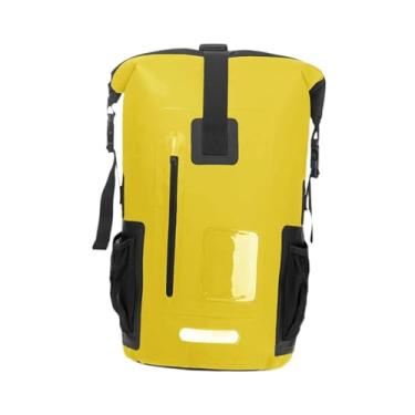 Imagem de YIJU Mochila seca com tampa de enrolar à prova d'água de 55L, bolsa seca ergonômica de PVC com design para caiaque e barco, Amarelo