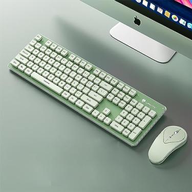 Imagem de Sokelinn-six Combinação De Teclado E Mouse Sem Fio, Ergonômico Silencioso Metal Recarregável Tamanho Normal, 2,4G, Design Ultrafino Elegante Para Windows, Computador Desktop, Laptop (Verde Matcha Co